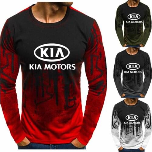Gradient O neck pullover Sweatshirts KIA Motors Car Logo Printed Casual Cotton Men Hoodies Hip Hop Harajuku Men Clothing