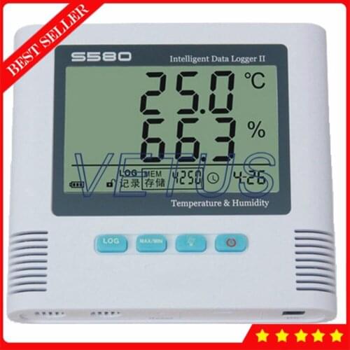 S580-TH LCD Temperature Humidity Data Logger with USB Datalogger 8,6000 Points recorder Built-in sound light alarm function