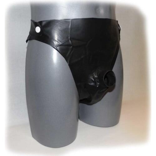 Sexy Black / Transparent Latex Underwear G-Strings & Thongs with half penis sheath Rubber underwear fetish