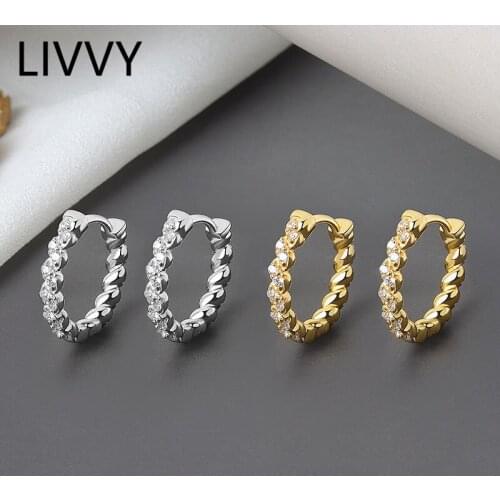 LIVVY Silver Color Twist Hoop Earrings for Women Girls Gold Geometric Ear Jewelry Gifts 2021 Trend