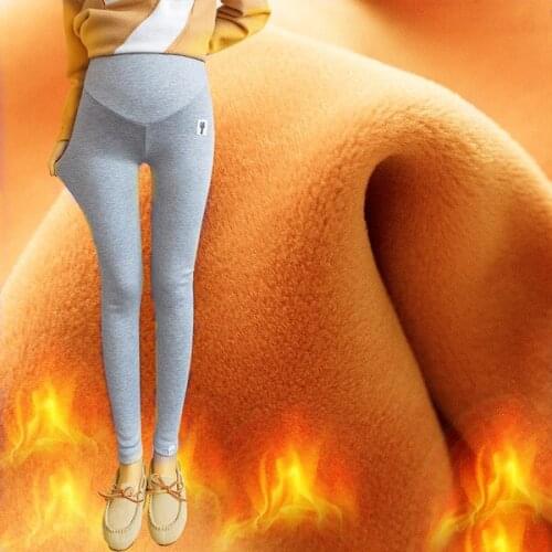 Maternity Pants With Velvet Warm Winter Cotton Clothes Leggings For Pregnant Women Thickening Pregnancy Cat Trousers Clothing