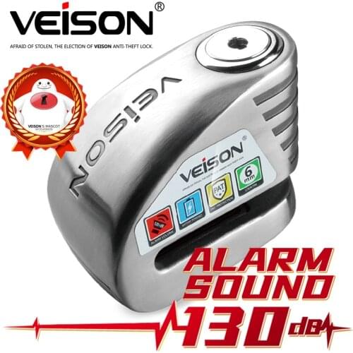 VEISON Motorcycle Alarm 130dB Anti-theft Motorcycle Lock Bicycle Alarm Stainless Steel Disc Quad Bike Lock Padlock Controllable