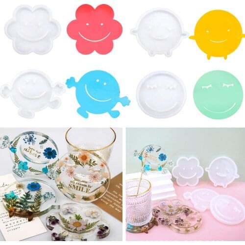 Smiley Face Coaster Resin Molds DIY Home Decorations Making Tools Clear Mold Make Your Own Coaster Craft Resin Art Supplies