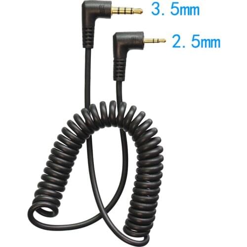 3.5mm To 2.5mm Male To Male 3 Pole 90 degree Angled Audio Coiled Spiral 40cm