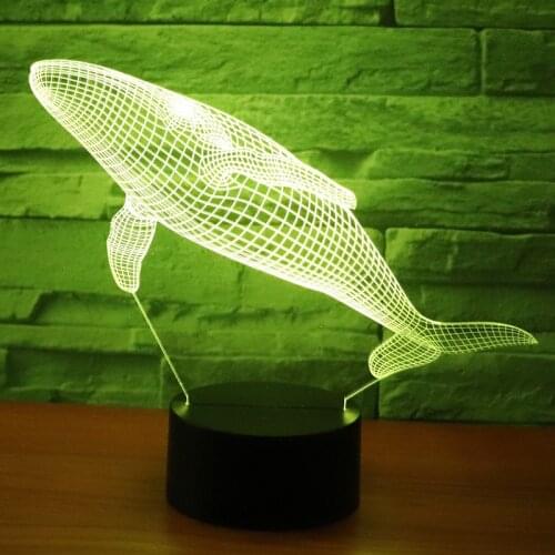 3D LED Night Light Whale Cetacean Come with 7 Colors Light for Home Decoration Lamp Amazing Visualization Optical Illusion