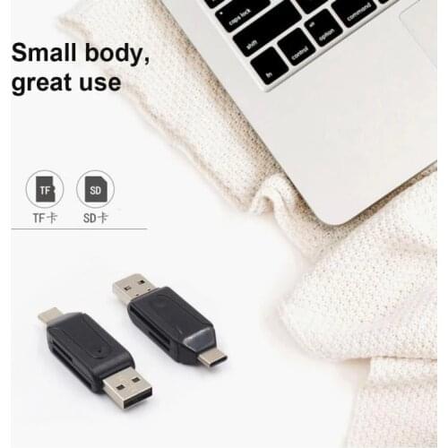 Creative 2 In 1 USB OTG Adapter TF/SD Card Reader Phone Extension Headers Micro SD Card OTG Adapter Converters Random Color