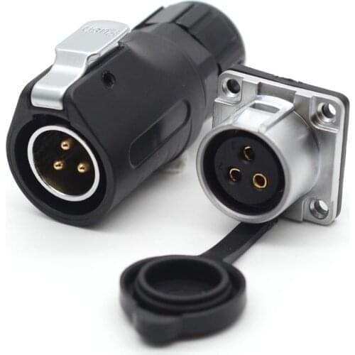 XHP20, Solar Energy Waterproof Connector 3 Pin Power Cable Circular Industrial Male Plug Female socket IP67