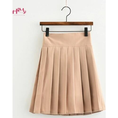 Japanese Harajuku Style Pleated Skirts Women High Waist Cosplay School Girl Uniform Lolita JK Student Solid Mini Skirt