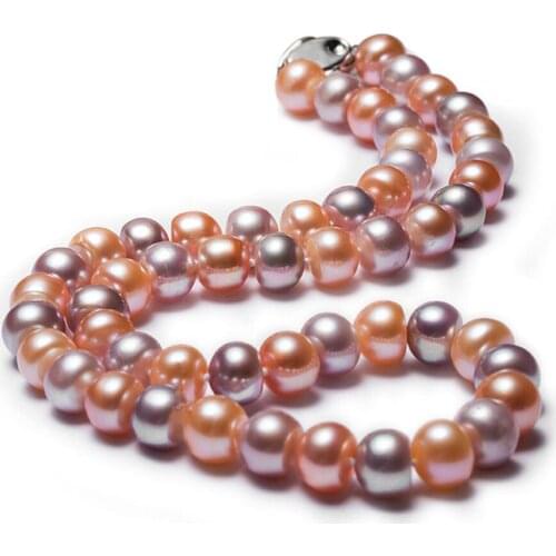 YKNRBPH S25 Sterling Silver Multicolor Pearl Necklace Bride Weddings Fine Jewelry Chain