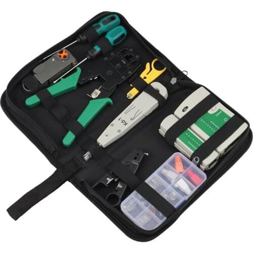 11Pcs/Set RJ45 RJ11 RJ12 CAT5 CAT5E Portable LAN Network Repair Tool Kit Utp Cable Tester And Plier Crimp Crimper Plug