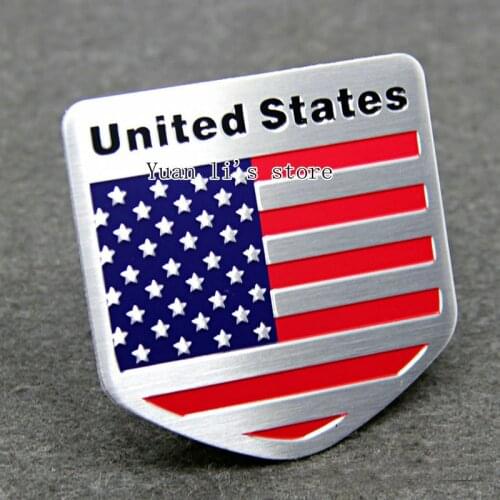 1X car auto American USA US flag shiled emblem sticker metal badge decal 50*50mm Car Styling