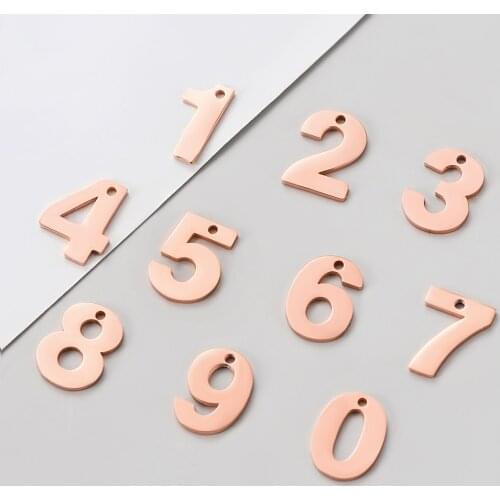 30pcs/Lot Rose Gold Number Charms Stainless Steel Mirror Polished Charms DIY Necklace Bracelet Charms For Jewelry Making