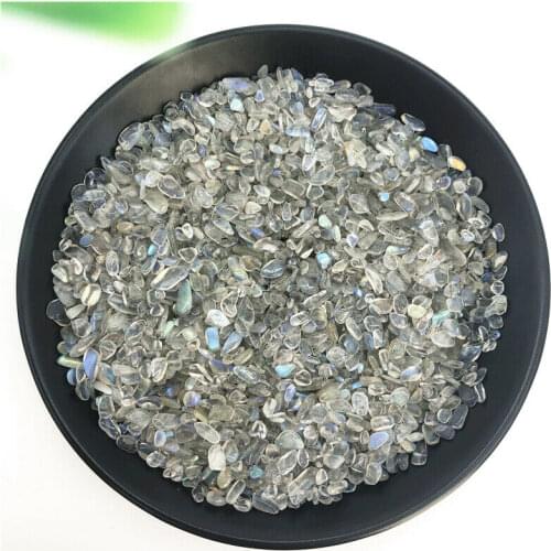 50g 3-5mm Natural Grey Moonstone Crystal Gravel Chips Blue Flashing Stone Decor Natural Stones and Minerals