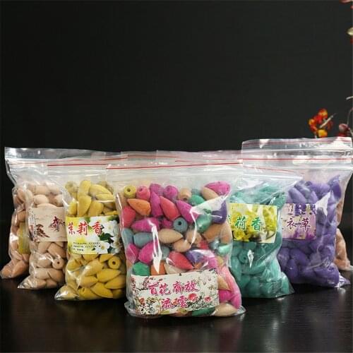 50pcs/Bag Backflow Incense Cones Tower Colorful Bullet Shape Incense Rose Lemon Sandalwood Tea Lavender Fragrant Tower Incense