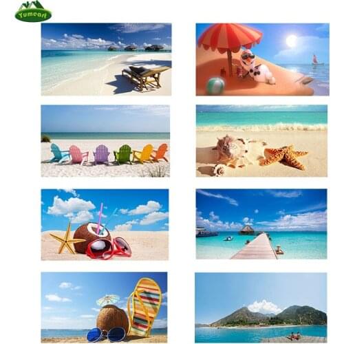 5D Diamond Embroidery Landscape Kits Cross Stitch Full Needlework Diamond Painting Craft Mosaic Home Decor Blue Sky Baiyun Beach