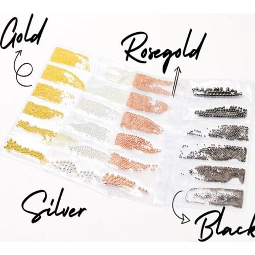 1 bag of 6 size Round Ball Charm Set (5 color) Steel ball bead, 3D metal micro beads/no hole beads/ ball beads/ nail decoration