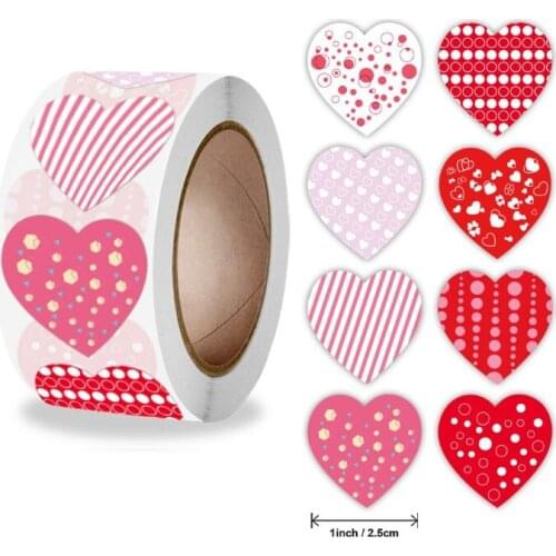6000pcs 1Inch LOVE YOU party birthday gift striped leopard plaid love heart label Adhesive stationery sealing sticker wholesale