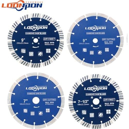 7/9 inch Diamond Segment Saw Blade Cutting Disc Wet/Dry Circular Cutting Wheel for Cutting Tiles Stone 1Pc