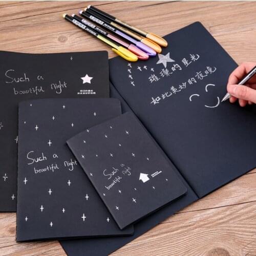 A6 A5 B5 Black Paper Sketchbook Drawing Painting Book School Gift Graffiti Sketch Book for White Gel Pens Highlighter 28sheets
