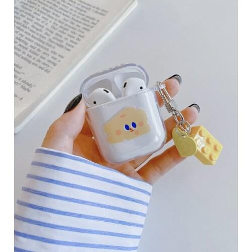 For AirPods 2 Case airpod cute Sweet cheese artoon keyring headphone case For Air pods case clear silicone Earphone Cover