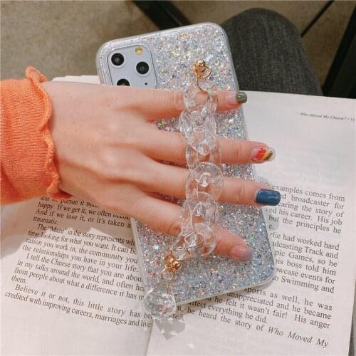 For iPhone 11 Pro Max 11Pro XS XR SE 2020 7 8 6 6S Plus Case Luxury Bling Bracelet Chain Crystal Soft Cover Funda