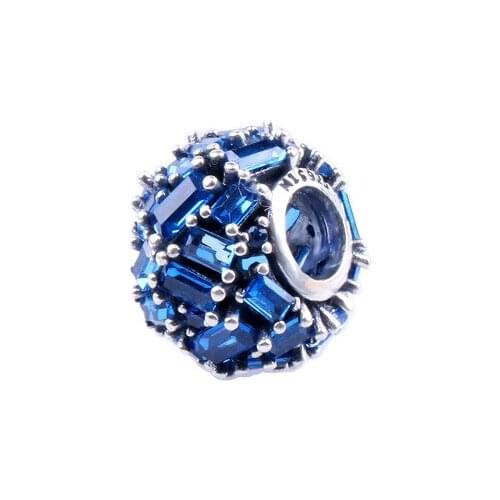 DoDoFly Authentic S925 Sterling Silver Carved Blue Ice Crystal Beads Fit Original Charms Bracelet Necklace Diy Jewelry Making