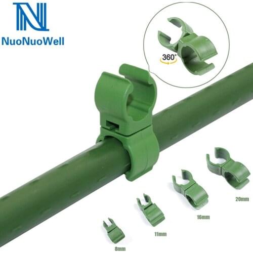 8mm~20mm Rotate 360 Pipe Fittings Gardening Supplies Plastic Clamp Growing Bracket Shelf Fixed Hose Clip Cross Connectors 50pcs