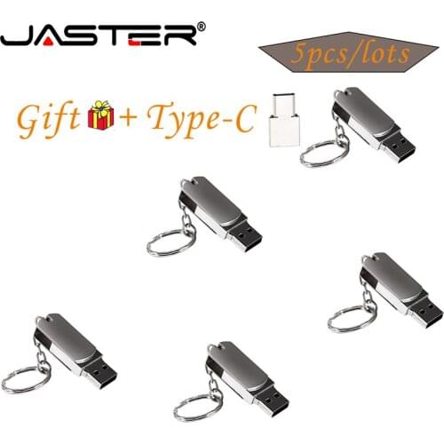 5pcs/lot Metalen 2.0 USB Flash Drives Pen Drive 64GB 100% Capacity Mini USB stick waterproof Flash Disk Give Type-C adapter gift