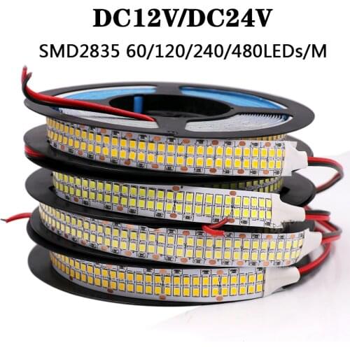 5M SMD2835 LED Strip DC12V 24V Led Tape Light Flexible Rope Light 60/120/240/480LEDs/M Waterproof Led Stripe Decoration Lamp