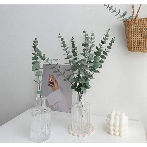 24 Pcs Artificial Eucalyptus Leaf Stem 15 Inch Tall for Faux Eucalyptus Wedding Bouquet Centerpiece Home Decor