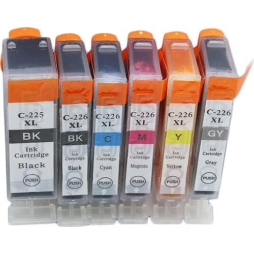 6pcs PGI225 ink cartridge For Canon PIXMA MG6120 MG6220 MG8220 MG8120 MG8120B printer full ink PGI 225 CLI 226 GY