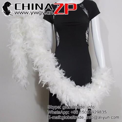 CHINAZP Party Feather Boas Hand Selected Prime Quality 150G Turkey Chandelle Feathers Boas White Bulk for Customs Carnival