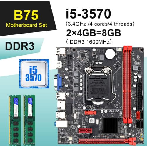 B75 motherboard set with Intel Core LGA 1155 I5 3570 2pcs x 4GB=8GB 1600MHz DDR3 Desktop Memory USB3.0 SATA3.0