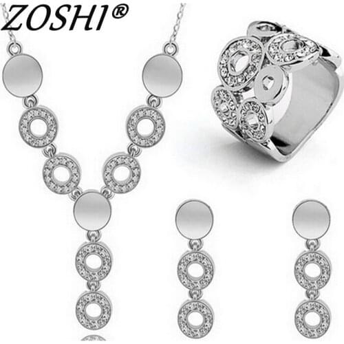 Fashion Austrian Crystal PlatedJewerly Sets For Women Cats Eye Stones Jewelry african necklace earrings Ring set