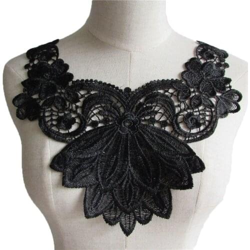 1 piece for sale black fashion embroidered chest lace false collar lace applique fabric with DIY clothing supplies accessories