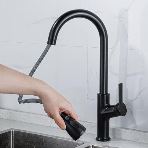 Kitchen Faucet Black Pull Out Kitchen Tap Brushed Gold Pull Down Kitchen Mixer Rotating Sink Faucet Mixer Tap Brass