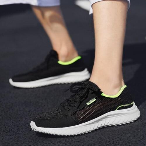 Fashion Men Shoes Casual Weaving Fly Mesh Breathable Black Beige Slipon Male Trainers Sneakers Human Race NanX11