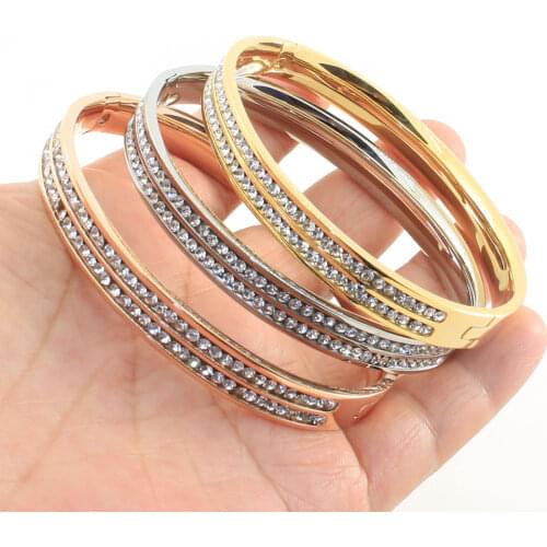 Fashion Stainless Steel Jewelry Simple Bangle Bracelet Gold Color Hot For Women Gift BRYZAGCC