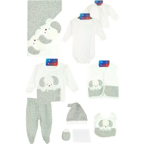 Newborn Baby Girl 10 Piece Hospital Output The Zibin Set Dog Pattern Soft to 100% Cotton Baby Gift Layette Baby Set 0-3 months