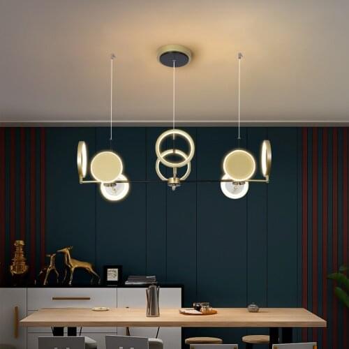 Nordic Simple Rotatable Long Pendant Lights LED Creative Living Room Decor Bar Restaurant Hanging Lamp Black Gold Light Fixtures