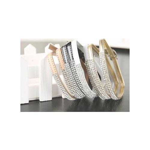 New Arrival PU Leather Shoelace Rhinestone Crystal Shoes Accessory Sandals Shoe Laces