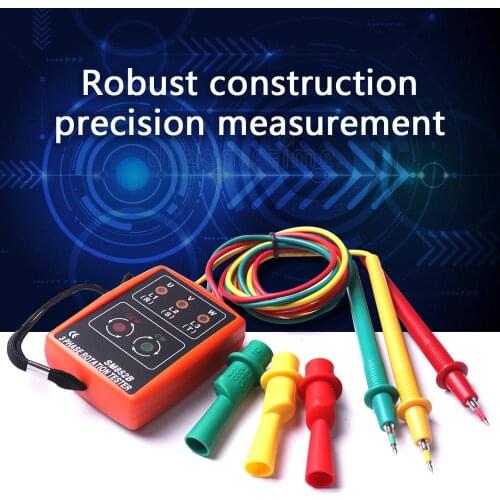 New SM852B Three Phase Rotation Tester Digital Phase Indicator Detector LED & Buzzer Phase Sequence Meter 60V~600V AC 3 Phase