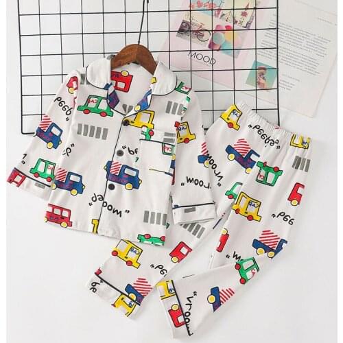 Children Kids Pajamas Cotton Tops Pants Autumn Winter Long Sleeve Sleepwear Spring Children Nightwear Cartoon Girls Boys Pajamas