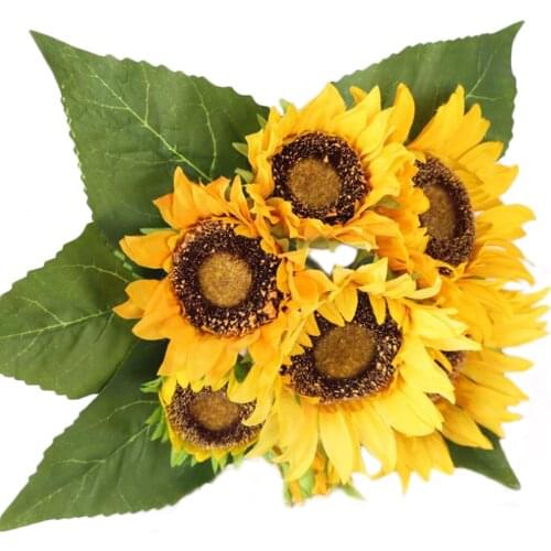 DIY Flowers Branch Sunflower Decor Wedding Fall Silk Artificial Sunflowers Metal Spring And Summer Hanging Plant Door Decoration