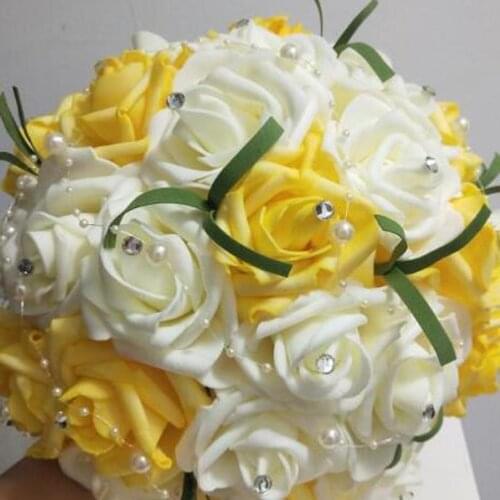 Wedding Bouquet Bridal Bridesmaid Flower Blue/Purple/Pink/Ivory Artificial Flower Rose Bride Bouquets buque