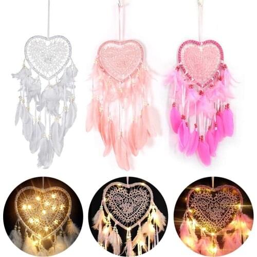 Bohemian Style Heart-shaped Handmade LED Lamp Wall Hanging Romantic Decoration Bedroom Living Room Exquisite Wall Decorations