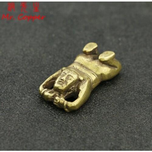 Vintage Copper Little Man Figurines Doll Ornaments Office Desk Decorations Brass Car Key Chains Pendants Home Decor Accessories