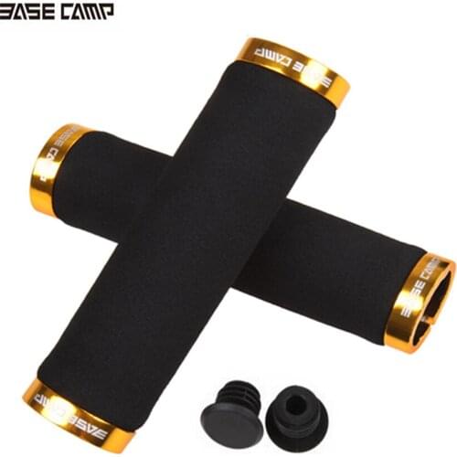 BASECAMP 1 Pair Cycling Handlebar Anti-slip Bike Handlebar Grips MTB Mountain Bicycle Gold Alloy Handles Foam Sponge Grip Cover
