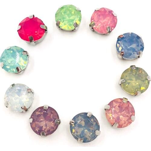 10mm round shape resin sliver claw setting sew on flatback rhinestones for colthing Accessories 30pcs/bag