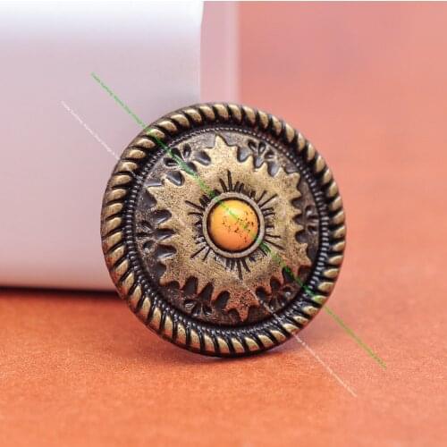 10PC ANTIQUE BRASS SUN FLOWER STAR ROPE SIDE LEATHER CRAFT CONCHO WESTERN HORSE SADDLES TACK BELT WALLET CONCHO SCREWBACK